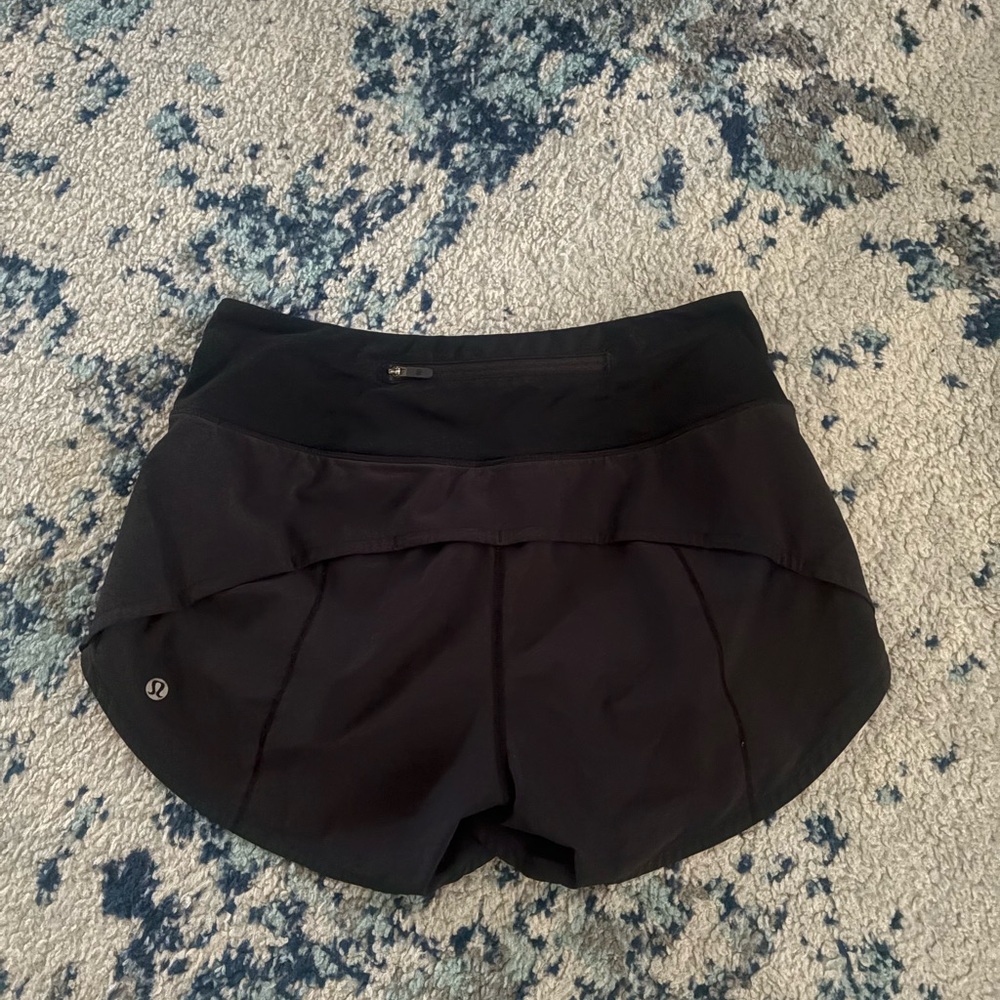 Lululemon Athletica Black Athletic Shorts with Curved Hem